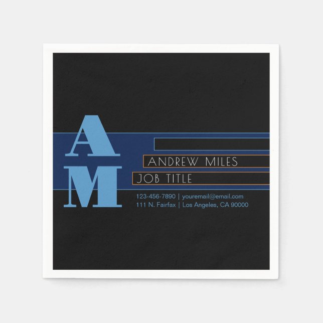 Retromodern Monogram och redigerbara former och Fä Pappersservett (Framsidan)