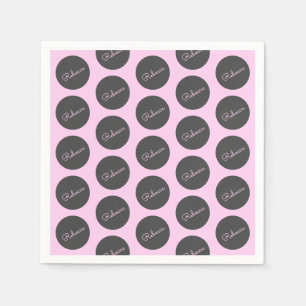 Retromodern Rosa- och Grått Modern Polka-punktdesi Pappersservett