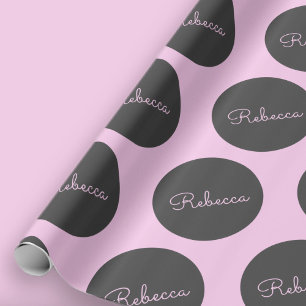 Retromodern Rosa- och Grått Modern Polka-punktdesi Presentpapper