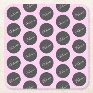 Retromodern Rosa- och Grått Modern Polka-punktdesi Underlägg Papper Kvadrat