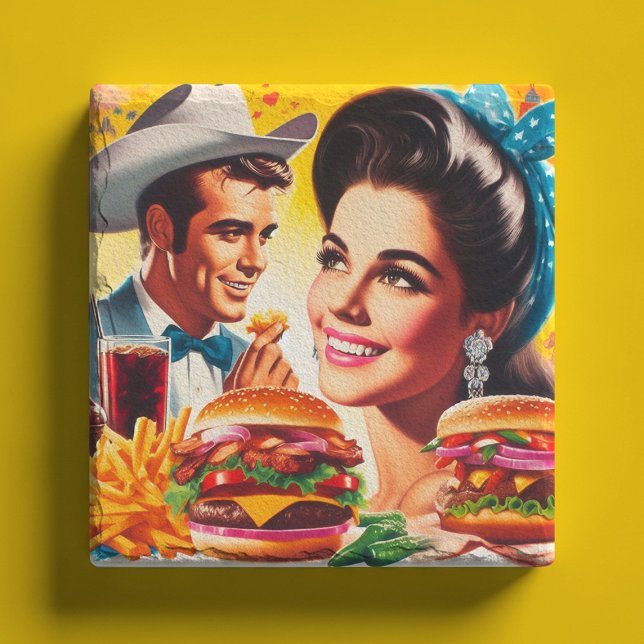 Retropar Fast Food-Koppel Stenunderlägg (Skapare uppladdad)