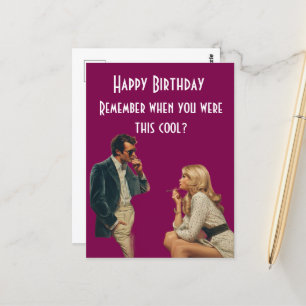 Retropar Happy Birthday Skämt Vykort