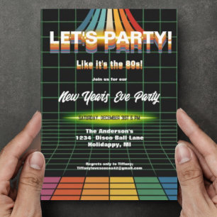 Retroparty nyårsafton Jag älskar 80-talet Inbjudningar