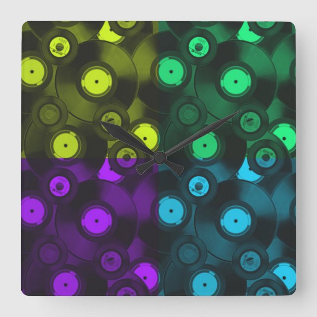 Retroposter nyfärgad kollage fyrkantig klocka (Framsida)