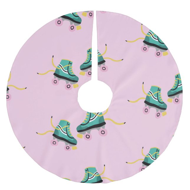 Retrorullskridskor: rosa mönster. julgransmatta borstad polyester (Framsidan)