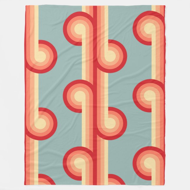 Retrosolida geometriska former mönster 3 fleecefilt (Framsidan)