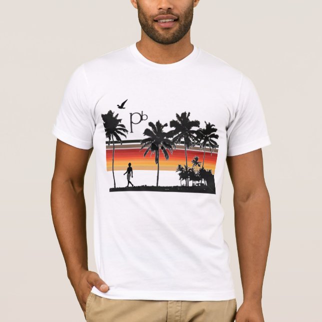 RetroSunsetBeach1 Tee Shirt (Framsida)