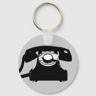 retrosvart telefon nyckelring