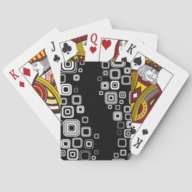 Retrosvarta och vita fyrkanter casinokort (Baksidan)