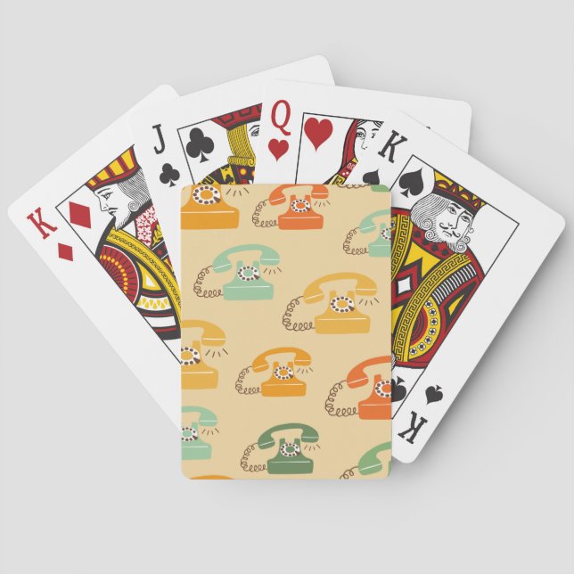Retrotelefoner, färglös, sömlös mönster. casinokort (Baksidan)