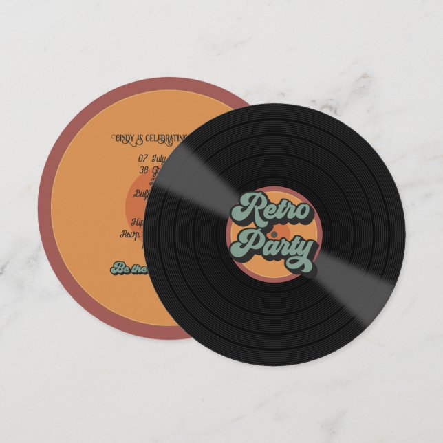 Retrotematiserad fest Personlig Inbjudningar (Fram/baksida)