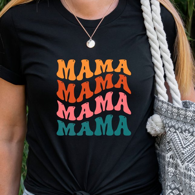 Retrotext Vågigt Mamma T-skift T Shirt (Skapare uppladdad)