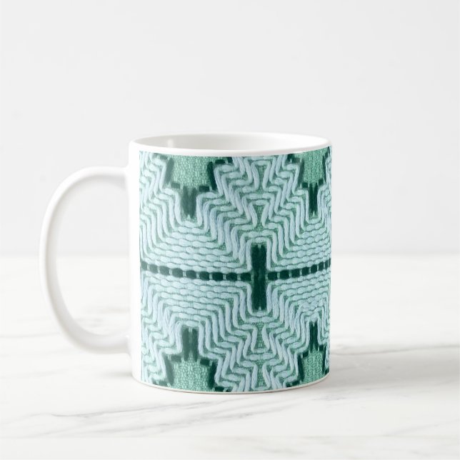 Retrotextilgarnskoppling, grafisk puls. kaffemugg (Vänster)