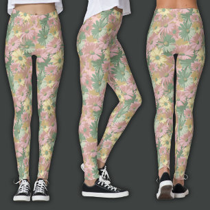 Retrotryck Akvarellblomma Leggings