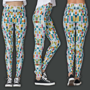 Retrotryck Färgblock Leggings