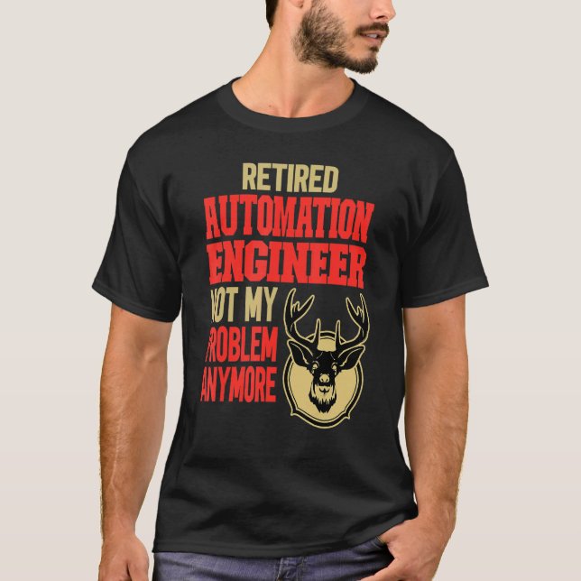 Retrött Automation Ingenjör Hjort Hunting T Shirt (Framsida)