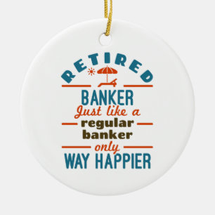 Retrött Banker Banking Pension Happier Julgransprydnad Keramik