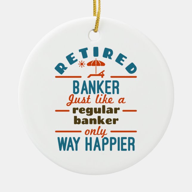 Retrött Banker Banking Pension Happier Julgransprydnad Keramik (Framsidan)