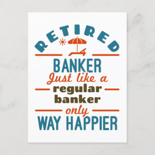 Retrött Banker Banking Pension Happier Vykort