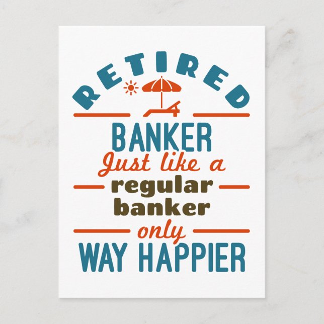 Retrött Banker Banking Pension Happier Vykort (Framsida)