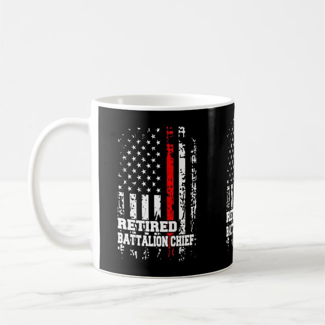 Retrött Battalion Chief Shirt Firefighter Retireme Kaffemugg (Vänster)