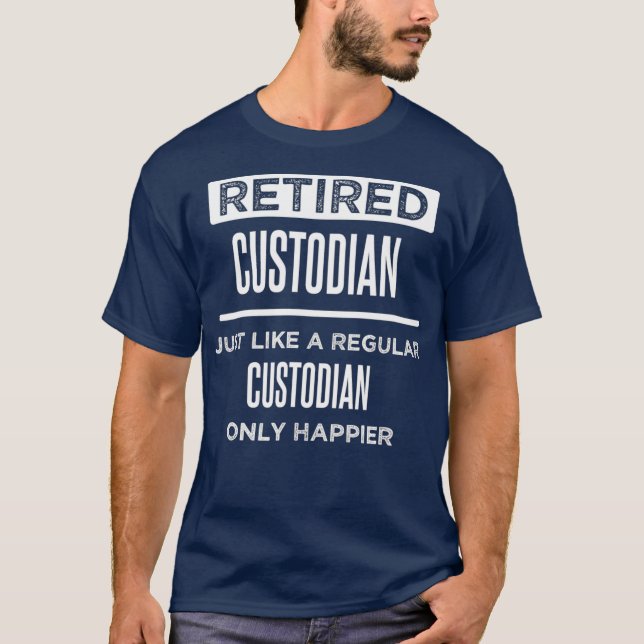 Retrött Custodian Maintenance Janitor Funny T Shirt (Framsida)