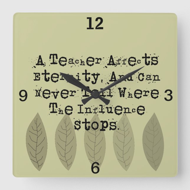 Retrött Educator Clock Henry Adams Quote Fyrkantig Klocka (Framsida)