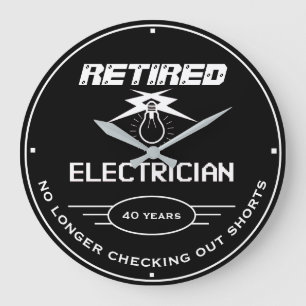 Retrött Electrician Black Lightbulb Funny Slogan Stor Klocka