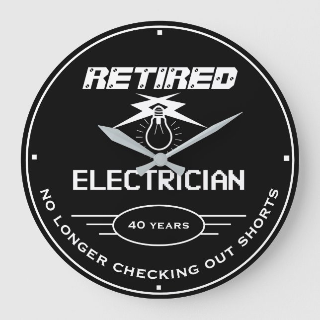 Retrött Electrician Black Lightbulb Funny Slogan Stor Klocka (Framsida)