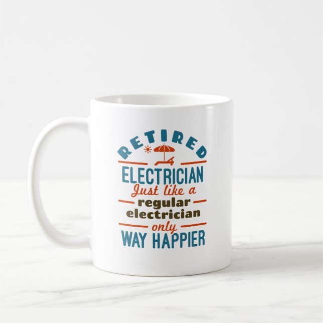 Retrött Electrician Funny Pension Way Happier Kaffemugg (Vänster)