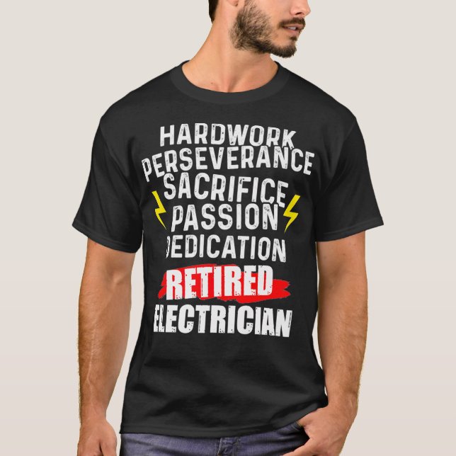 Retrött Electrician Hardwork Funny Pension T Shirt (Framsida)