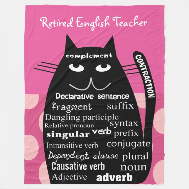 Retrött English Lacher Fleece Blanket Grammar Cat (Framsidan)