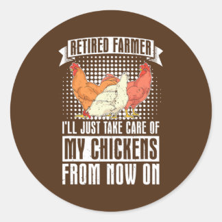 Retrött Farmer Funny Chicken Älskare Farmer Runt Klistermärke