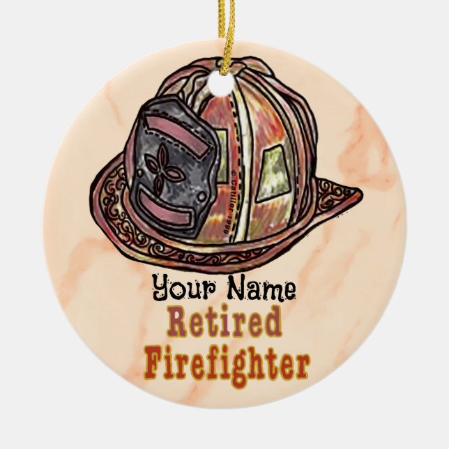 Retrött Firefighter Ceramic Ornament (Framsidan)