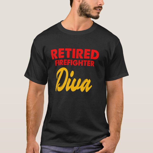 Retrött Firefighter Diva Fireman Pension T Shirt (Framsida)