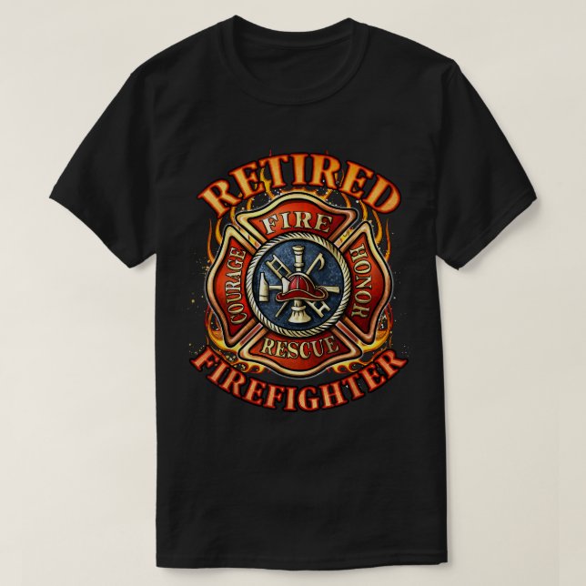 Retrött Firefighter Gift Fireman Pension Party T Shirt (Design framsida)