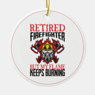 Retrött Firefighter-My Flame behållas Burning Julgransprydnad Keramik