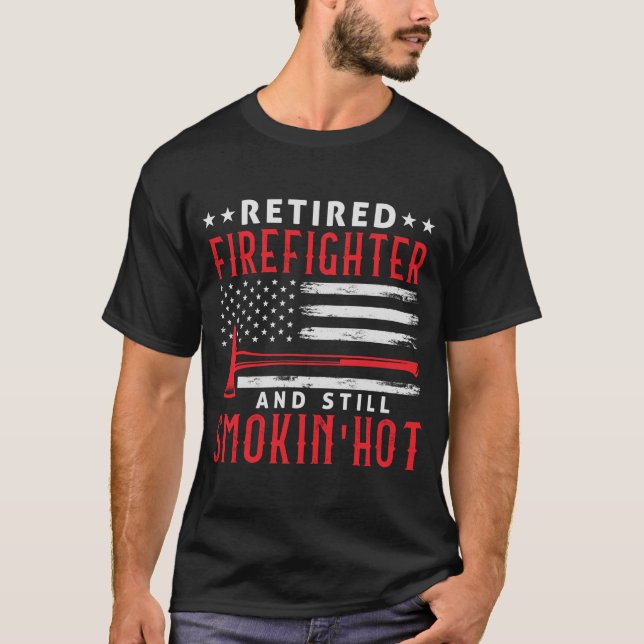Retrött Firefighter Pension Thin Red Line T Shirt (Framsida)