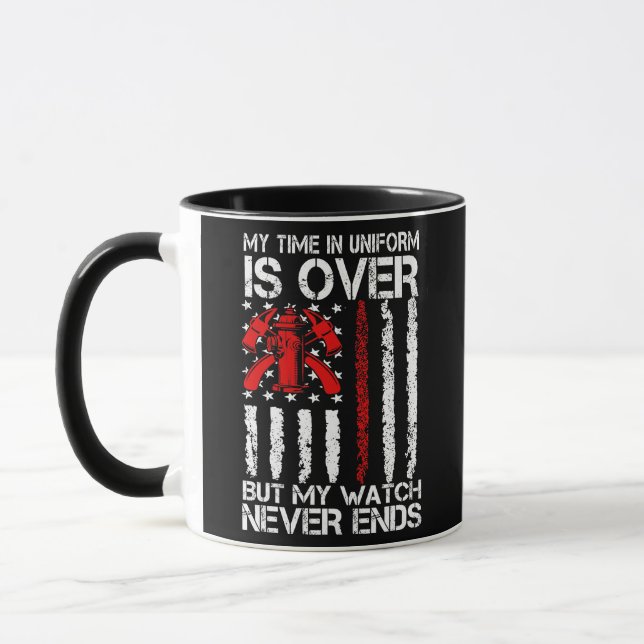 Retrött Firefighter Thin Red Line Funny Mugg (Vänster)