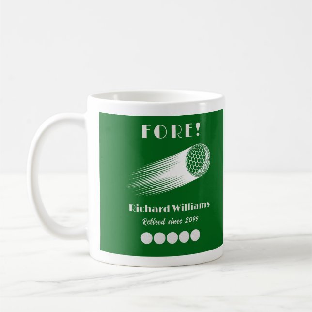 Retrött Golf Fore Tee-Riffic Pension party Kaffemugg (Vänster)