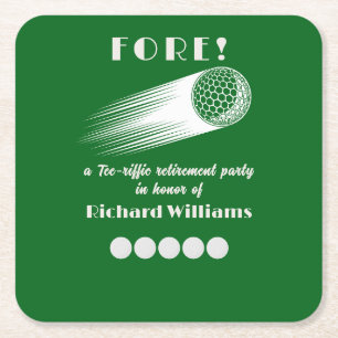 Retrött Golf Fore Tee-Riffic Pension party Underlägg Papper Kvadrat