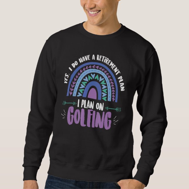 Retrött Golf Rainbow Cute Golfing Pension Sayin Lång Ärmad Tröja (Framsida)