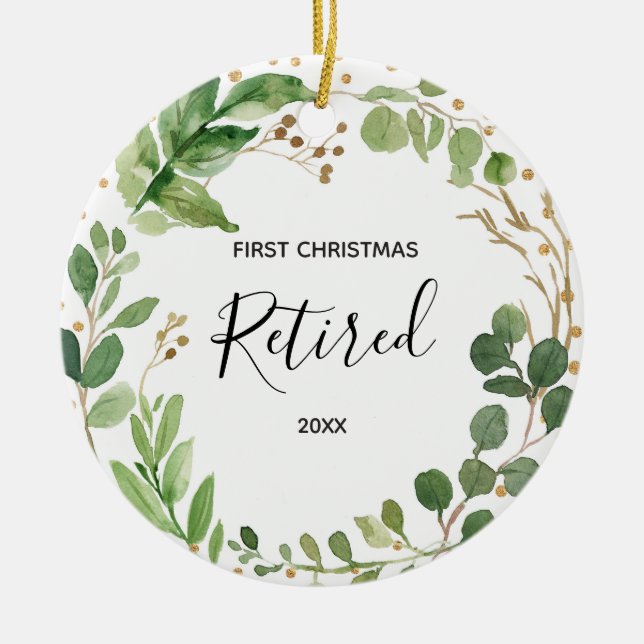 Retrött Greenery Första julprydnaden Julgransprydnad Keramik (Framsidan)