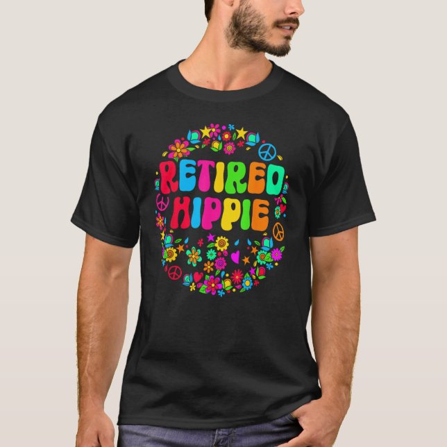 Retrött Hippie Hippie Groovy T Shirt (Framsida)