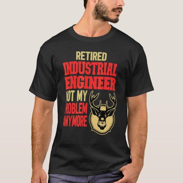 Retrött Industrial Ingenjör Hjort Hunting T Shirt (Framsida)