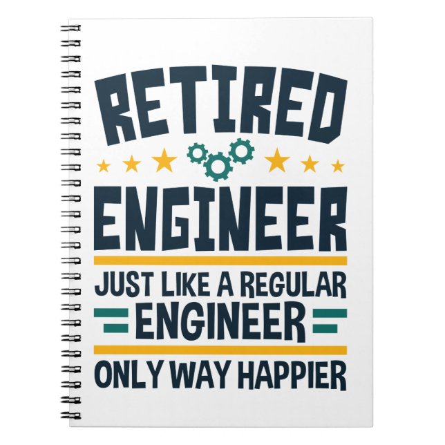 Retrött Ingenjör Engineering Pension Happier Anteckningsbok (Framsidan)