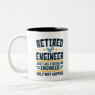 Retrött Ingenjör Engineering Pension Happier Två-Tonad Mugg