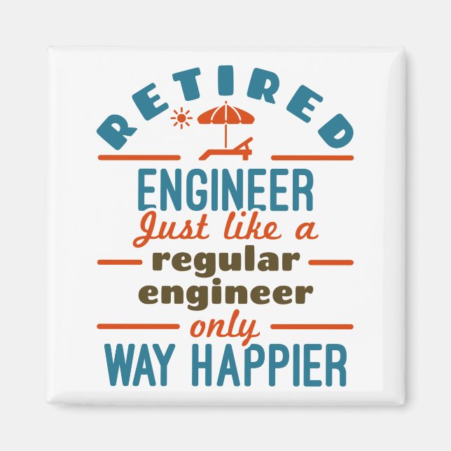 Retrött Ingenjör Happier Engineering Pension Magnet (Framsidan)