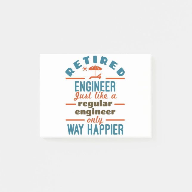 Retrött Ingenjör Happier Engineering Pension Post-it Block (Framsida)