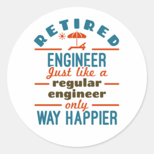 Retrött Ingenjör Happier Engineering Pension Runt Klistermärke